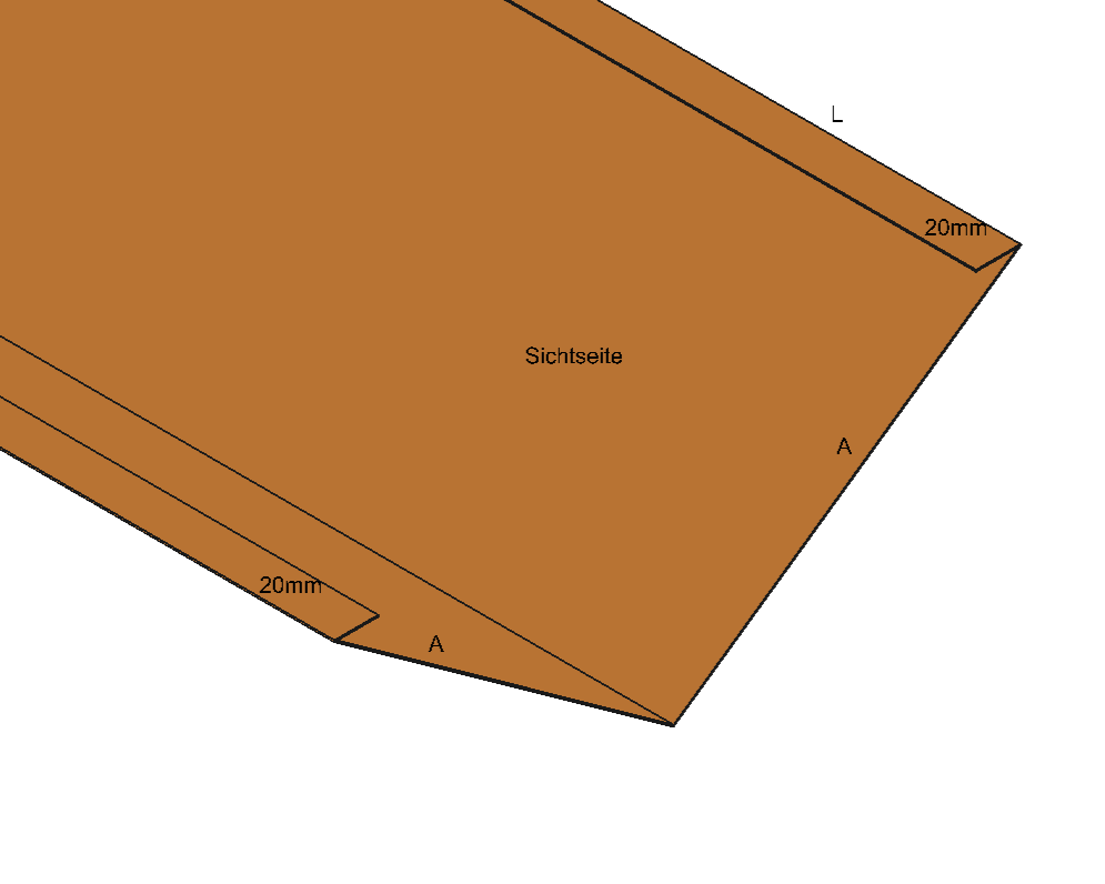 Kehlblech Kupfer 0,70mm - Länge 1-2 m