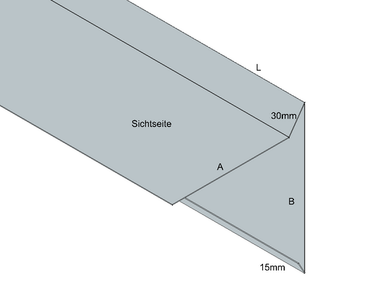 Ortgangblech ohne Umschlag Titanzink / prePatina blaugrau / Schiefergrau