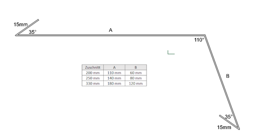 Traufblech mit Umschlag Aluminium farbig