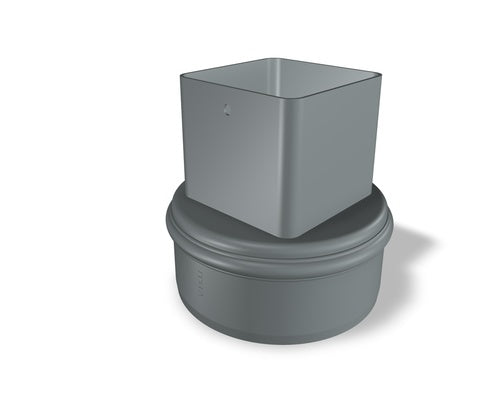 Quadratrohrmuffe 80 mm Aluminium Hellgrau – PREFA Dachentwässerung