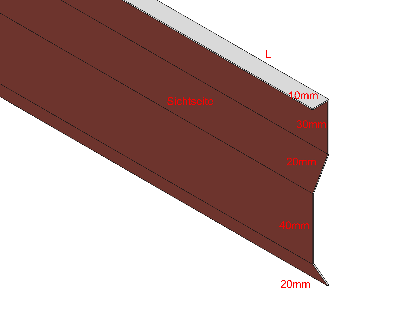 Kappleiste für Putz, Zuschnitt 120mm Aluminium farbig