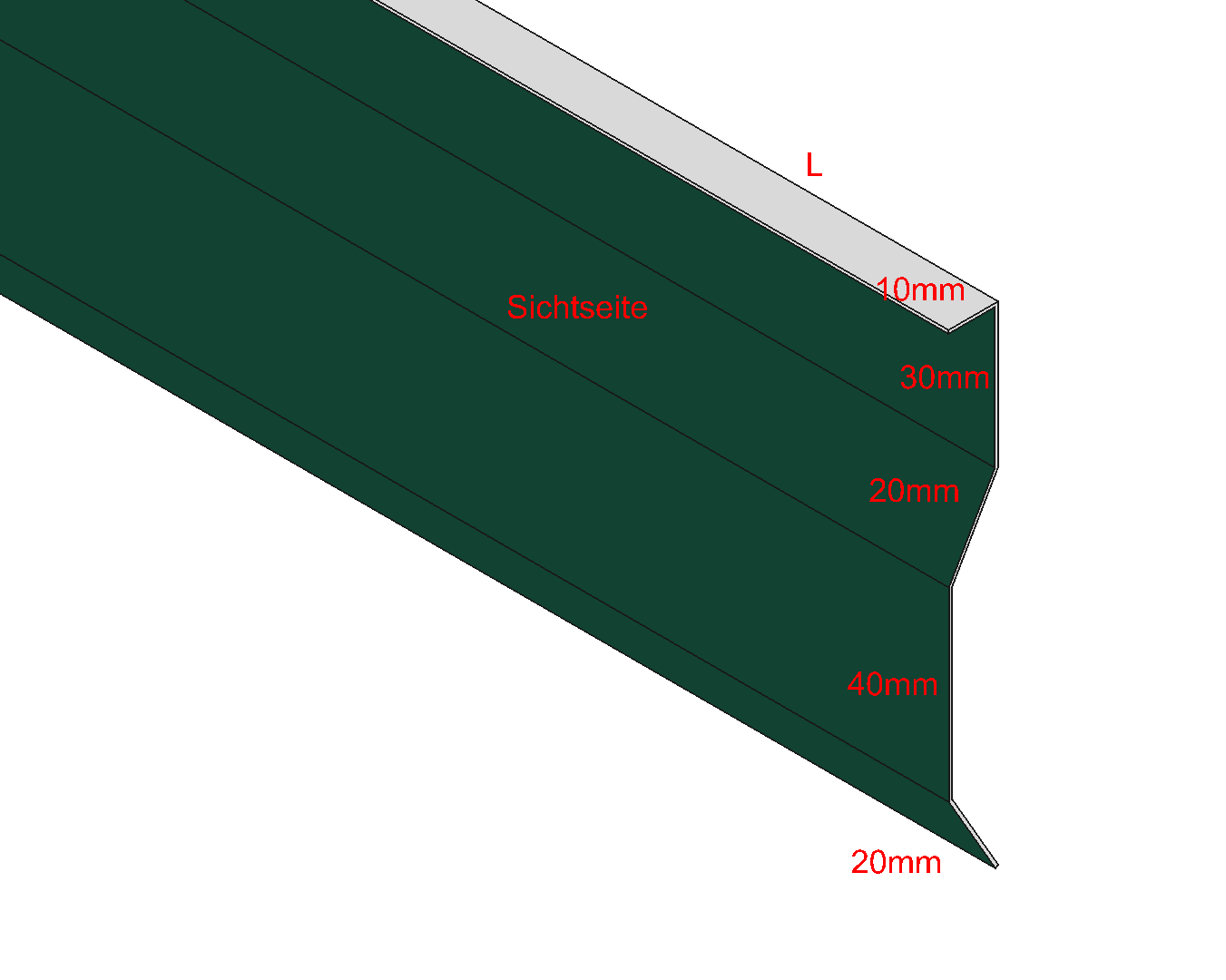 Kappleiste für Putz, Zuschnitt 120mm Aluminium farbig