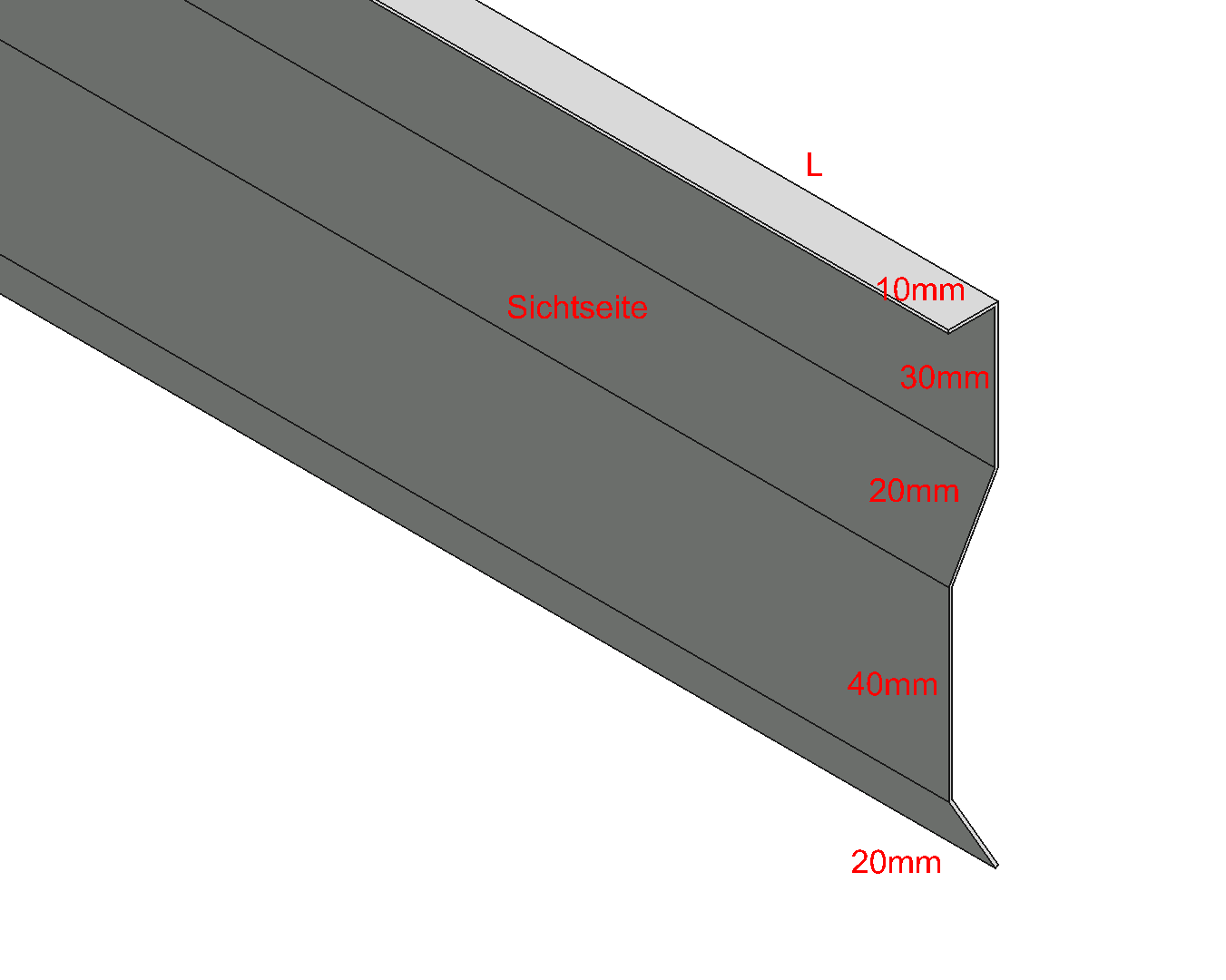 Kappleiste für Putz, Zuschnitt 120mm Aluminium farbig