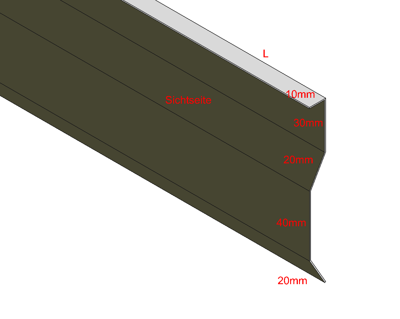 Kappleiste für Putz, Zuschnitt 120mm Aluminium farbig