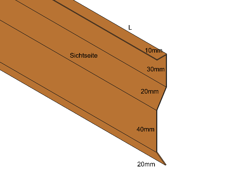 Kappleiste für Putz, Zuschnitt 120mm Kupfer