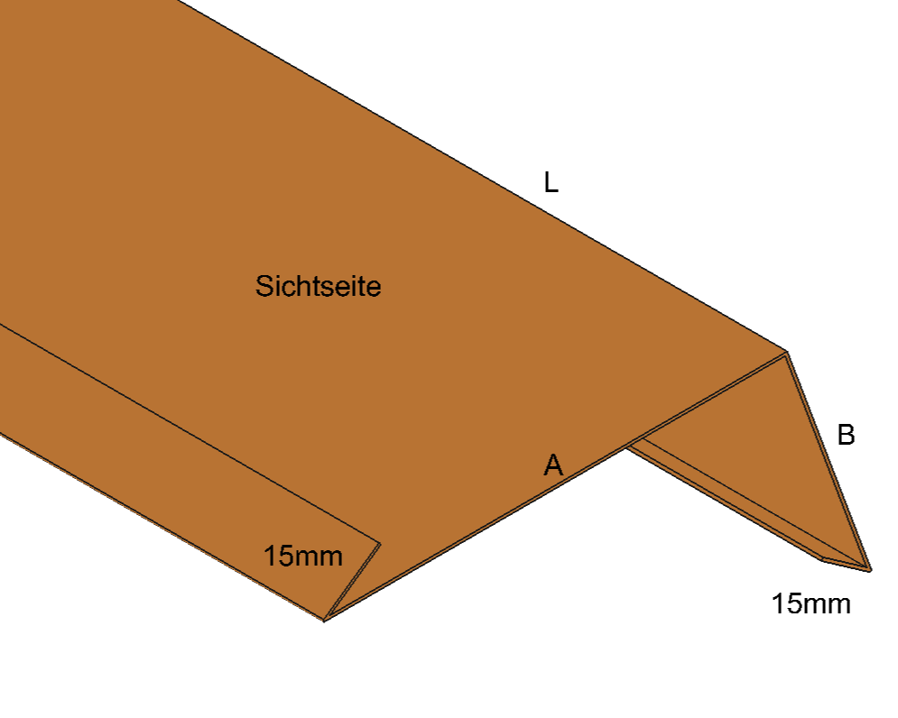 Traufblech mit Umschlag Kupfer Kupfer 0,70mm - Länge 1-2m