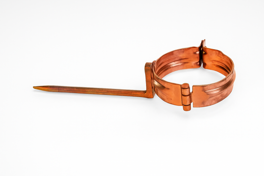Fallrohrschelle mit Schlagstift 140 mm – Kupfer – Rohrschelle für Rundrohr