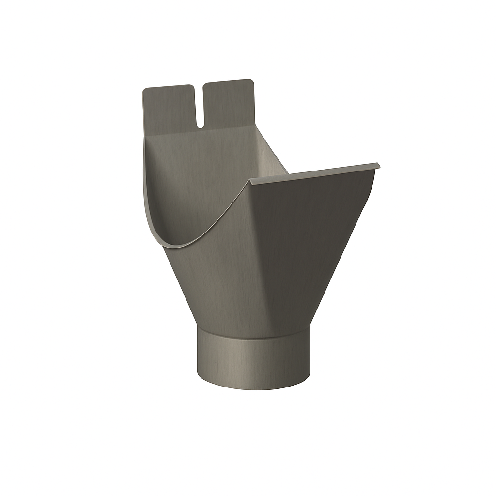 Einhangstutzen halbrund – Titanzink /  prePATINA blaugrau / Schiefergrau – Rheinzink