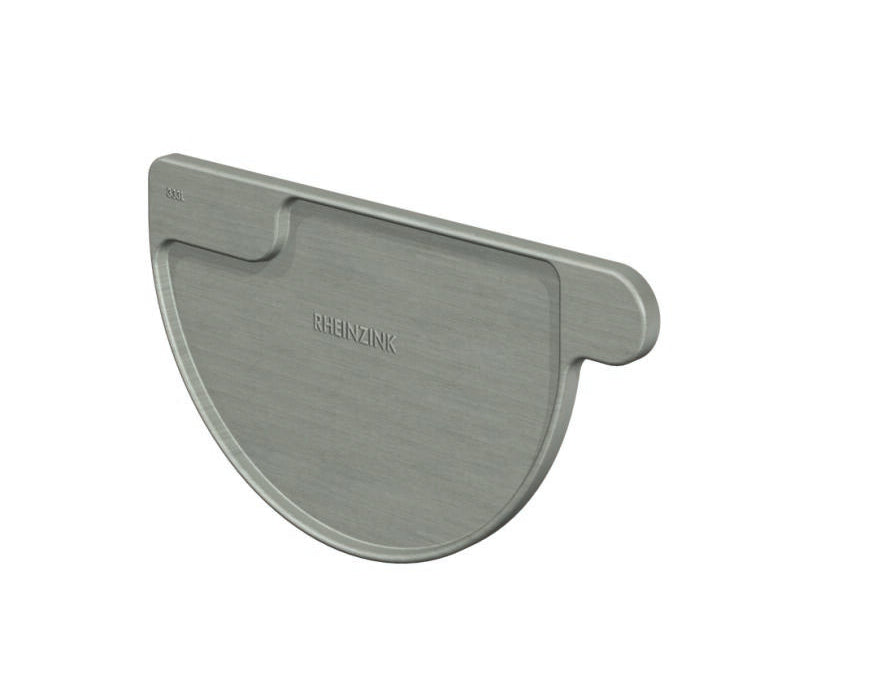 Rinnenboden halbrund links / rechts – Titanzink / prePATINA blaugrau / Schiefergrau – Rheinzink