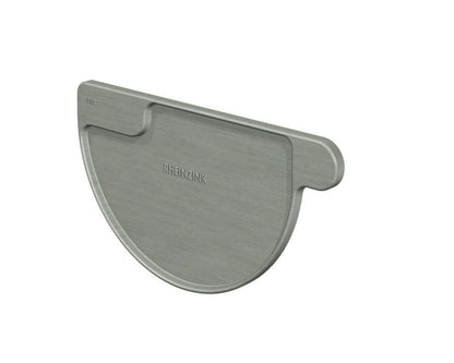 Rinnenboden halbrund links / rechts – Titanzink / prePATINA blaugrau / Schiefergrau – Rheinzink