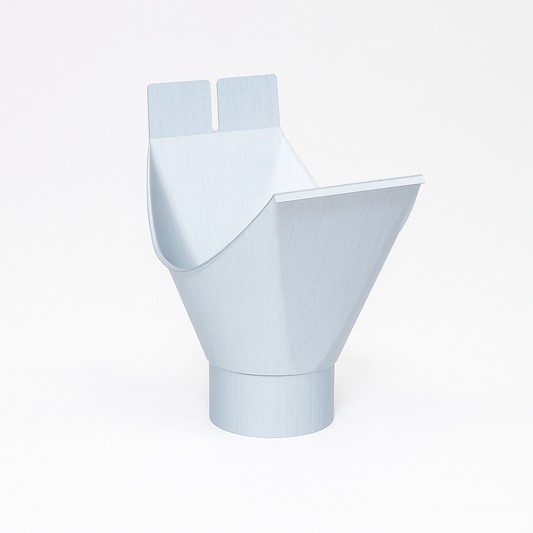 Einhangstutzen halbrund – Titanzink /  prePATINA blaugrau / Schiefergrau – Rheinzink