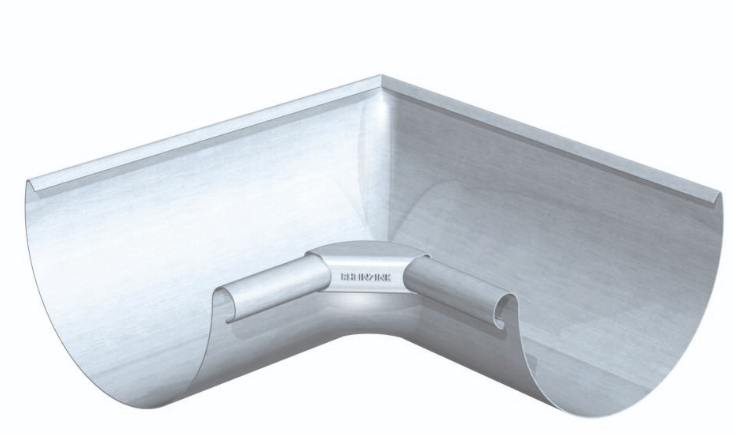 Rinnenwinkel 90° halbrund – Titanzink / prePATINA blaugrau / Schiefergrau – Rheinzink