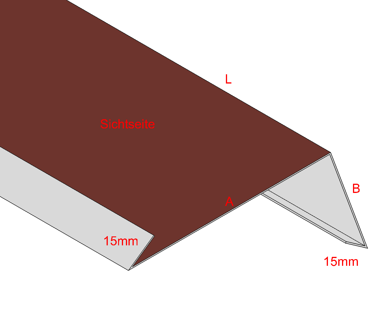 Traufblech mit Umschlag Aluminium farbig