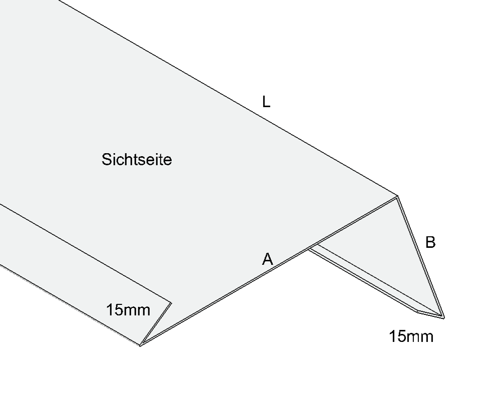 Traufblech mit Umschlag Titanzink / prePatina blaugrau / Schiefergrau