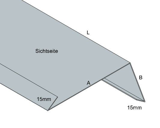 Traufblech mit Umschlag Titanzink / prePatina blaugrau / Schiefergrau