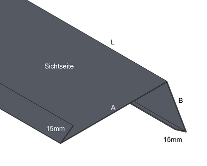 Traufblech mit Umschlag Titanzink / prePatina blaugrau / Schiefergrau
