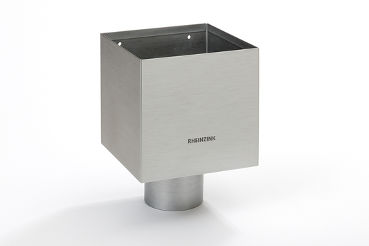 Wasserfangkasten Würfel 100mm Titanzink/ prePatina blaugrau Rheinzink