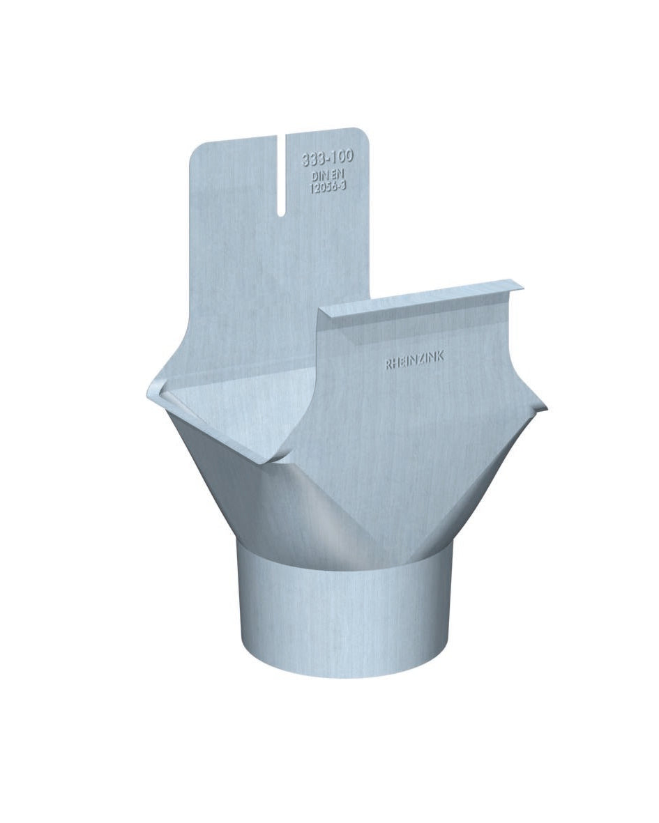 Kastenrinneneinhangstutzen – Titanzink prePATINA blaugrau – Rheinzink