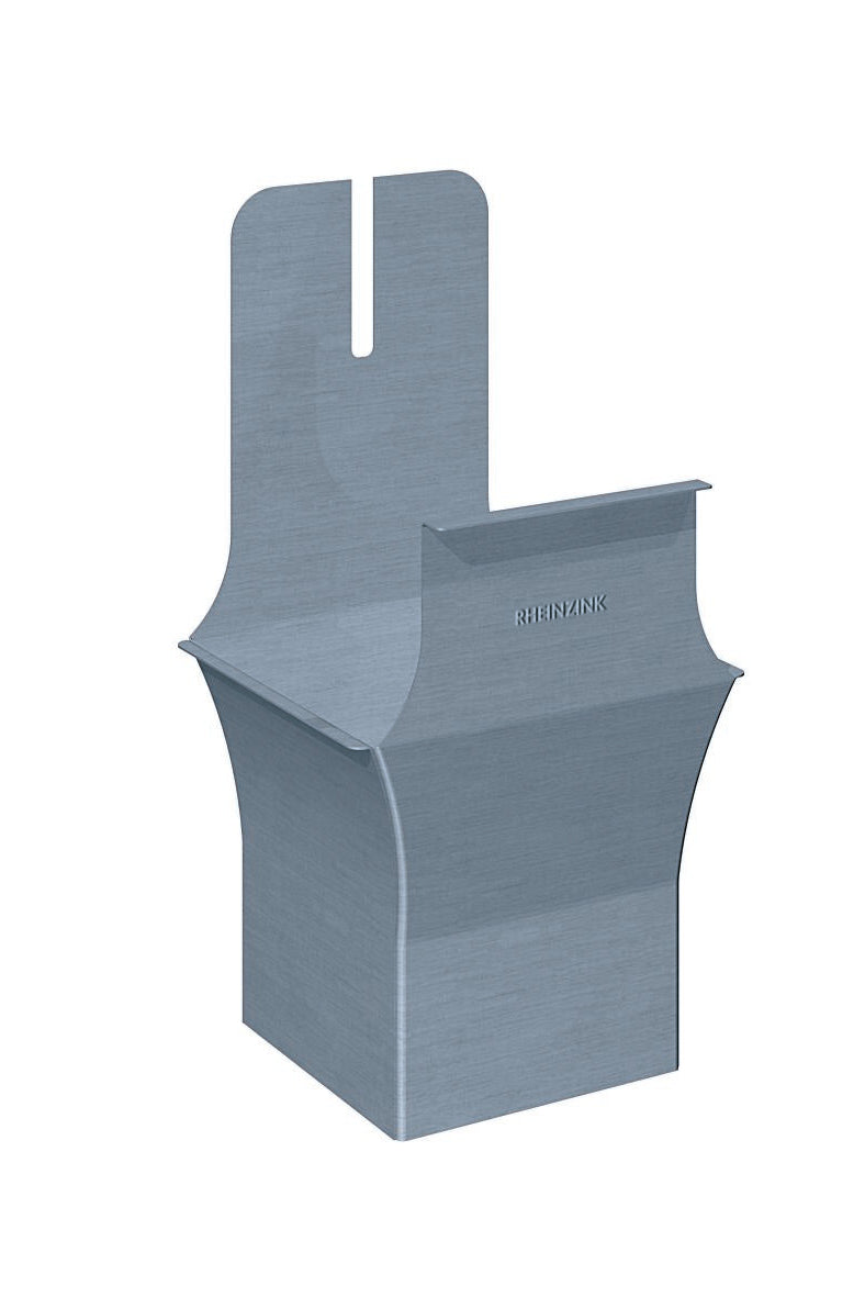 Kastenrinneneinhangstutzen gerade 6tlg. -> 100mm – Titanzink / blaugrau – Rheinzink