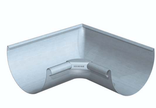 Rinnenwinkel 90° halbrund –  prePATINA blaugrau  – Rheinzink