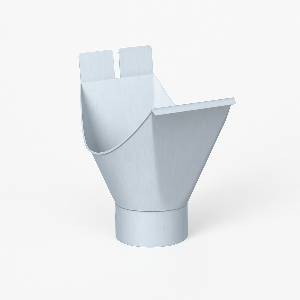 Einhangstutzen halbrund – Titanzink /  prePATINA blaugrau / Schiefergrau – Rheinzink