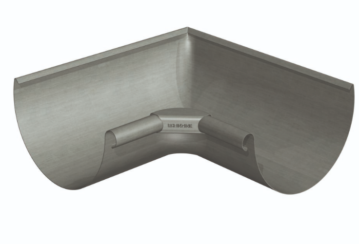 Rinnenwinkel 90° halbrund – Titanzink / prePATINA blaugrau / Schiefergrau – Rheinzink