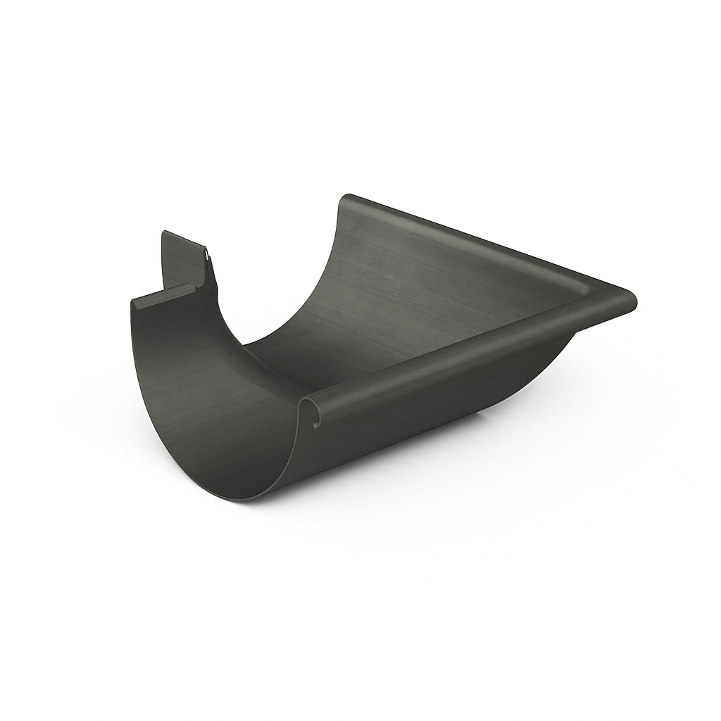 Rinnenwinkel 90° halbrund – Titanzink / prePATINA blaugrau / Schiefergrau – Rheinzink